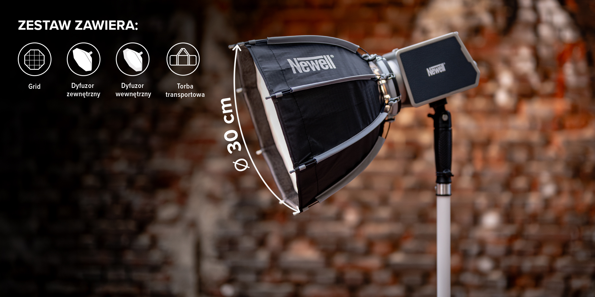 Softbox oktagonalny Newell 30 cm - Mini Bowens typ FM